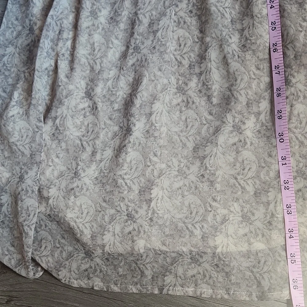 GILLI Long Sleeve Patterned Faux Tie Waist Dress V-Neck Lightweight Size L - Picture 12 of 12